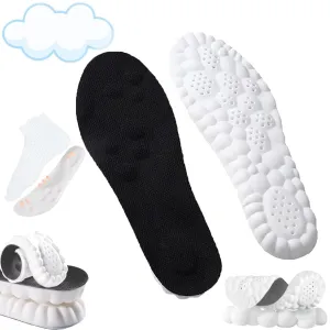 4D Insoles - 4D Cloud Technology Insole - Super Soft, Ultra Comfort Insoles, 4D Sports Shoes Insoles, Acupoint Massage Insole for Foot & Joint Support (11-12, Black) 11-12