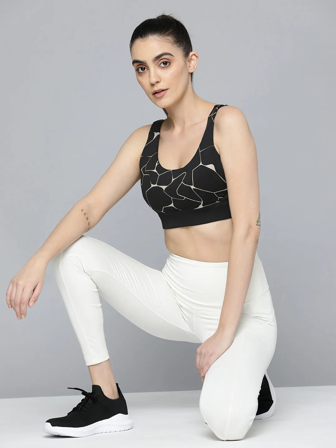 Alcis Black & White Abstract Bra