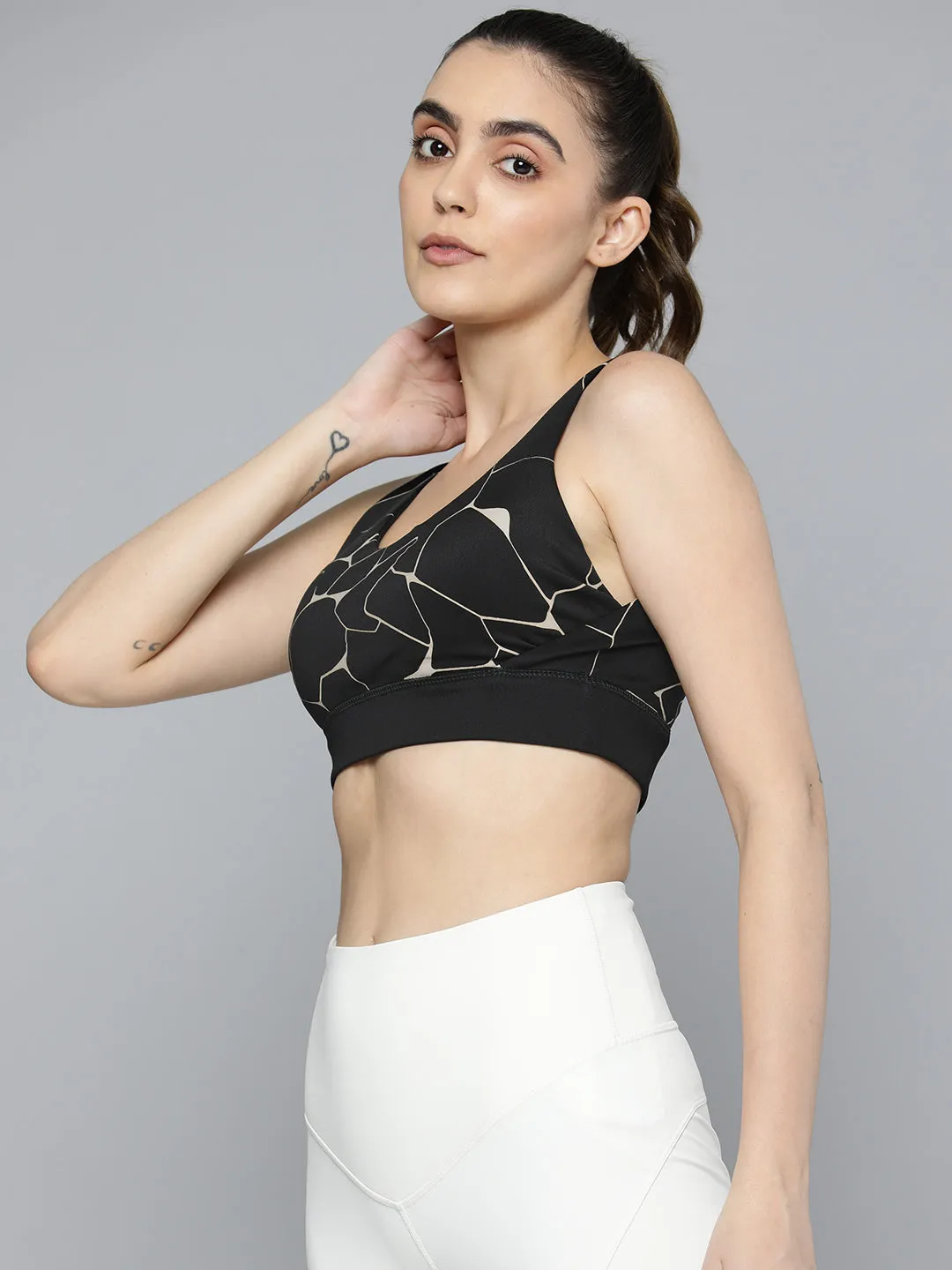 Alcis Black & White Abstract Bra