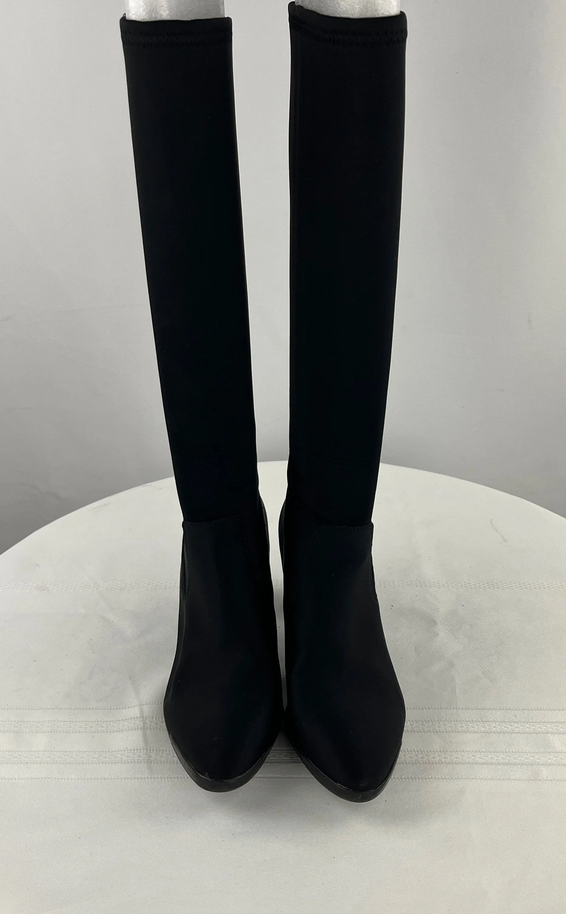 Anne Klein Sport Women's Black Akelek Thigh High Zip Up Boots Size 7 NIB