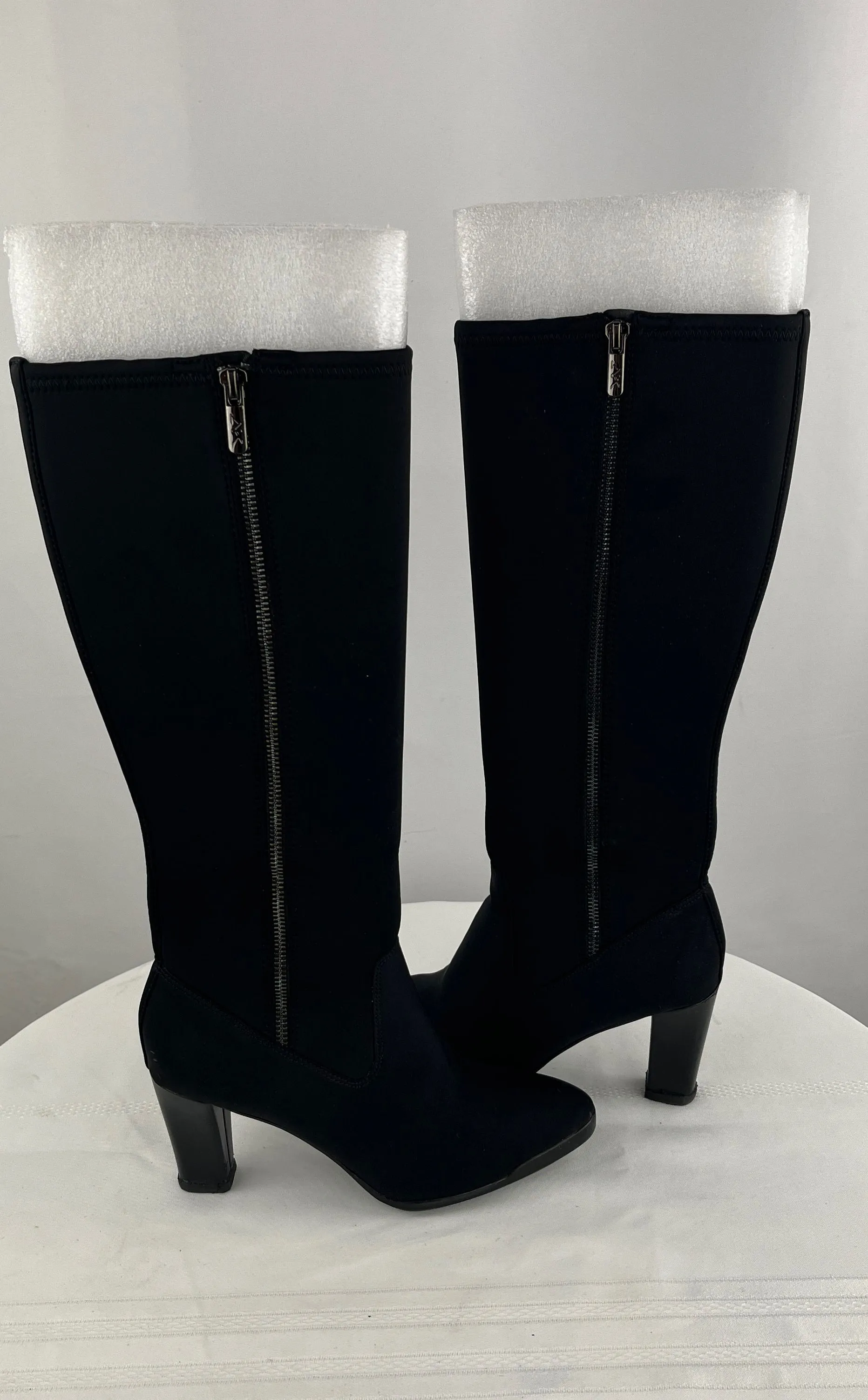 Anne Klein Sport Women's Black Akelek Thigh High Zip Up Boots Size 7 NIB