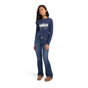 Ariat Youth Fan Club Long Sleeve T-Shirt Navy