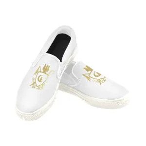 ATEF SHIELD WHITE Men's Unusual Slip-on Canvas Shoes