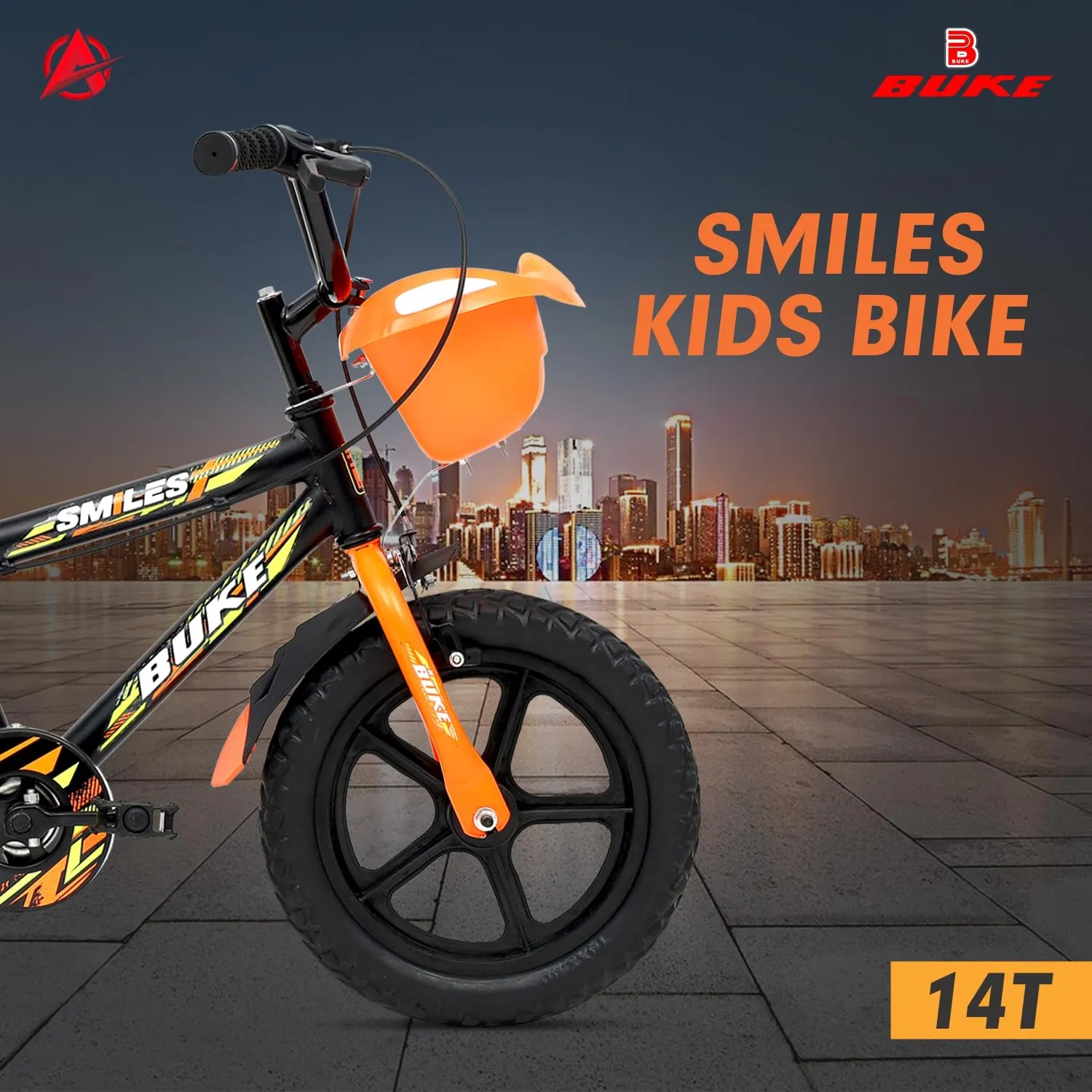 Avon Buke Smiles 14T Cycle for Kids 2 to 5 Years - Bike for Boys and Girls| Rigid Fork & Caliper Brake | Ideal Cycle for Kids: 2-4yrs |