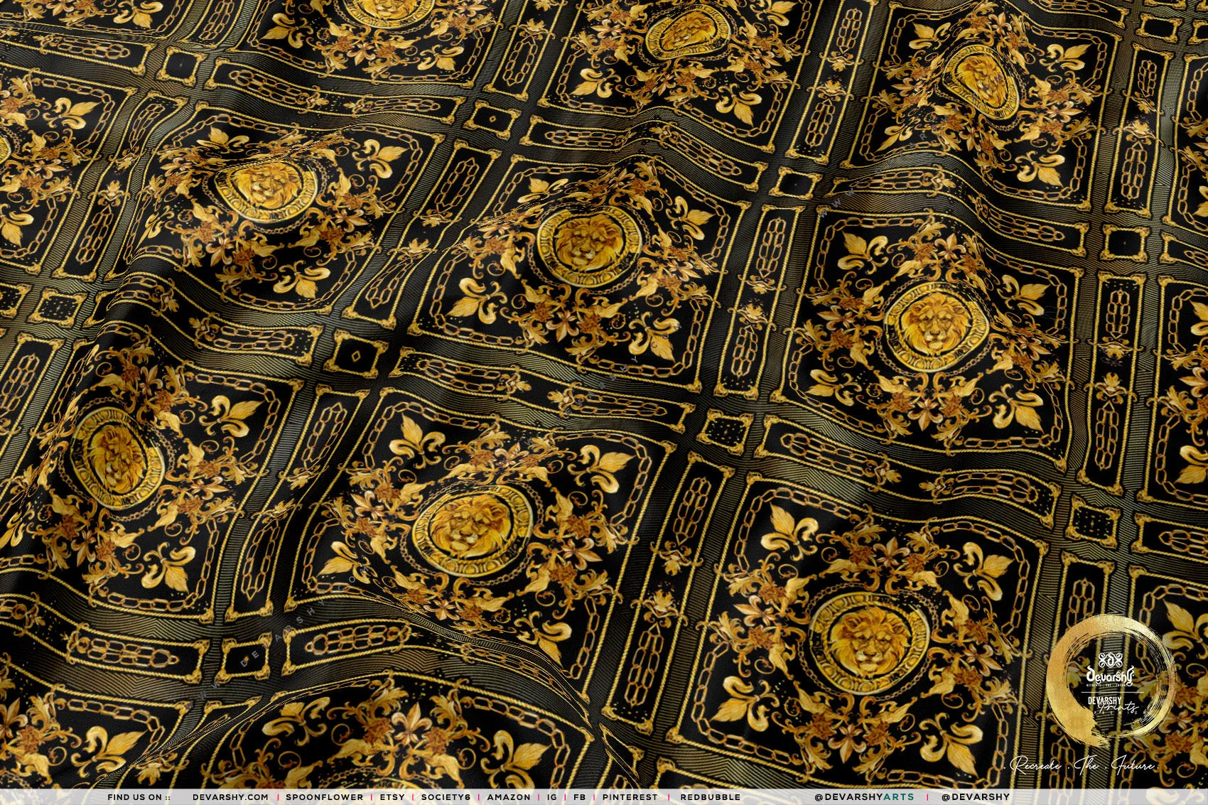 Baroque Lions Upholstery Fabric 3meters 9 Golden Designs & 12 Furnishing Fabrics Golden Lion Fabric By the Yard | D20332