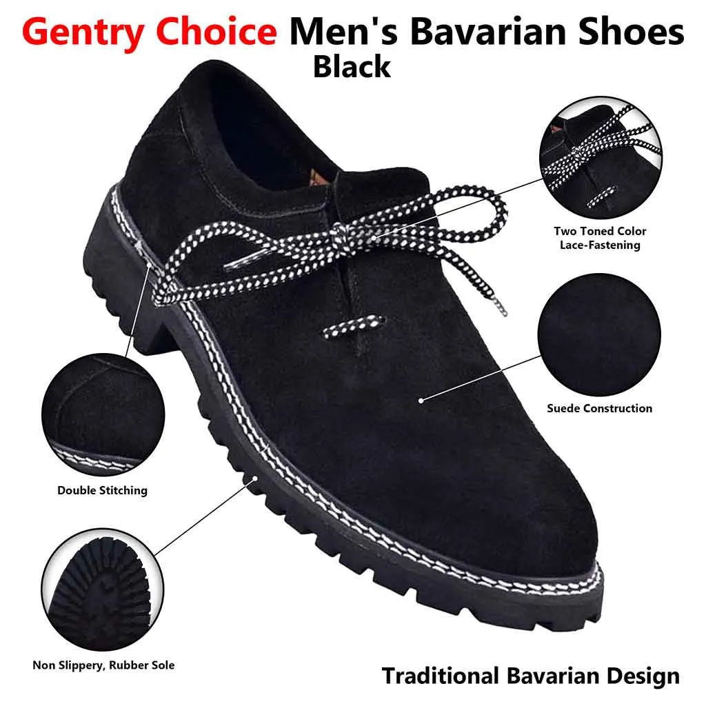 Bavarian Men's Suede Leather Shoes Black