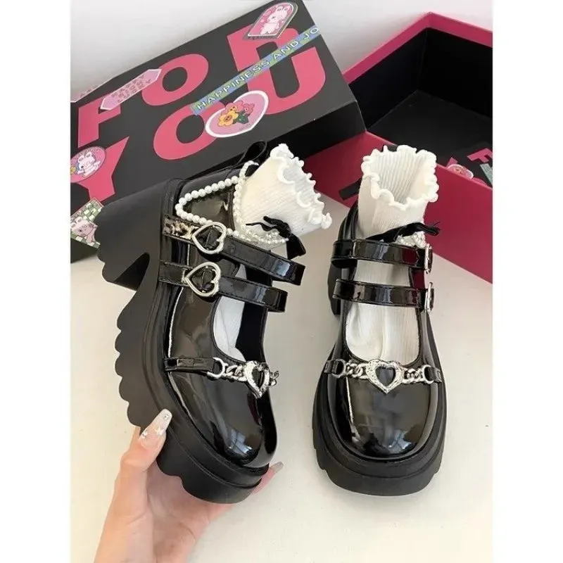 binfenxie Mary Janes Shoes for Women's Pumps Medium Heel Platform Heels Kawaii Lolita Fashion Round Toe Girls School Gothic Free Shipping