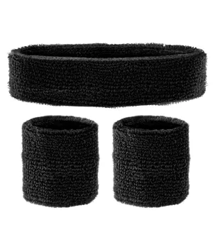 Black 80's Sweatband and Wristbands