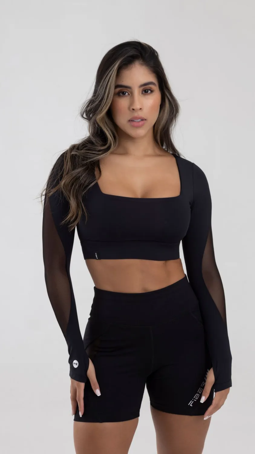 Black Workout Long Sleeve Top