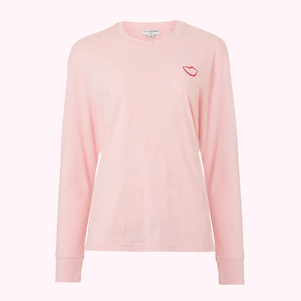 BLUSH EMBROIDRED LIP SAMI SWEATSHIRT