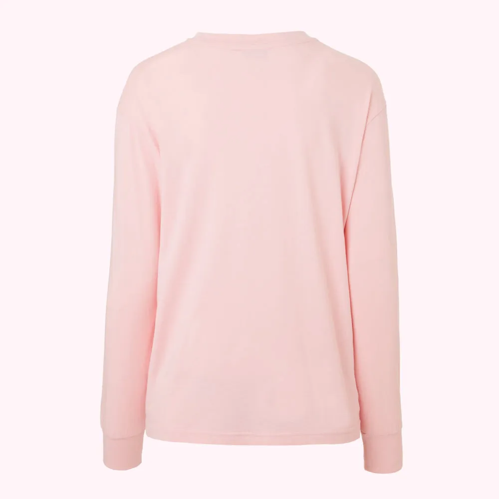 BLUSH EMBROIDRED LIP SAMI SWEATSHIRT