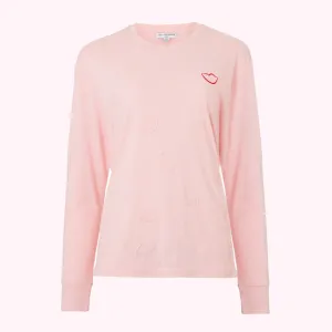 BLUSH EMBROIDRED LIP SAMI SWEATSHIRT