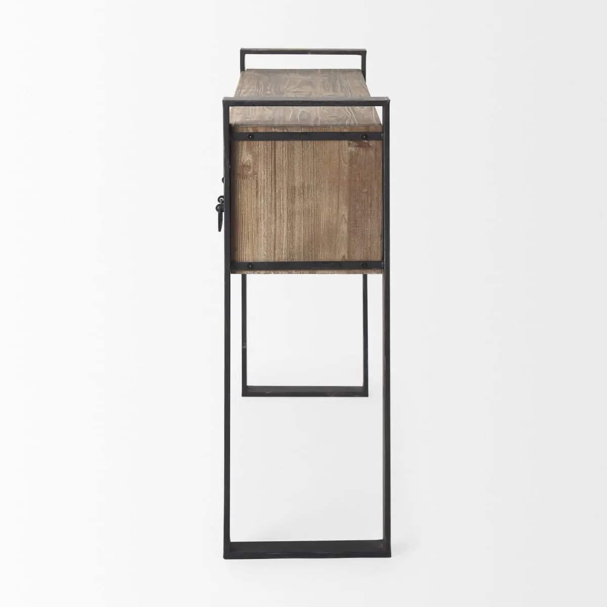 Carga Console Table Brown Wood | Black Metal