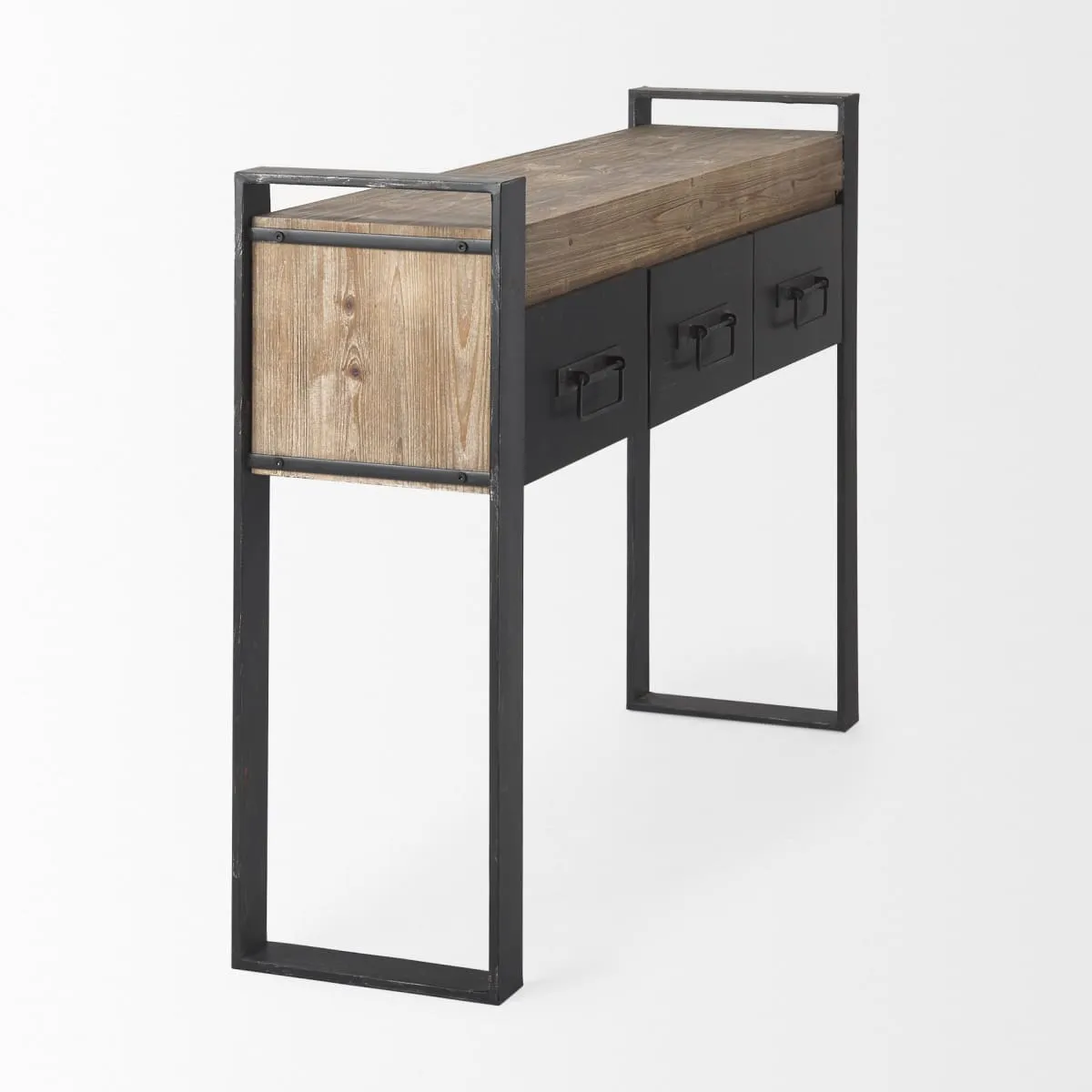 Carga Console Table Brown Wood | Black Metal