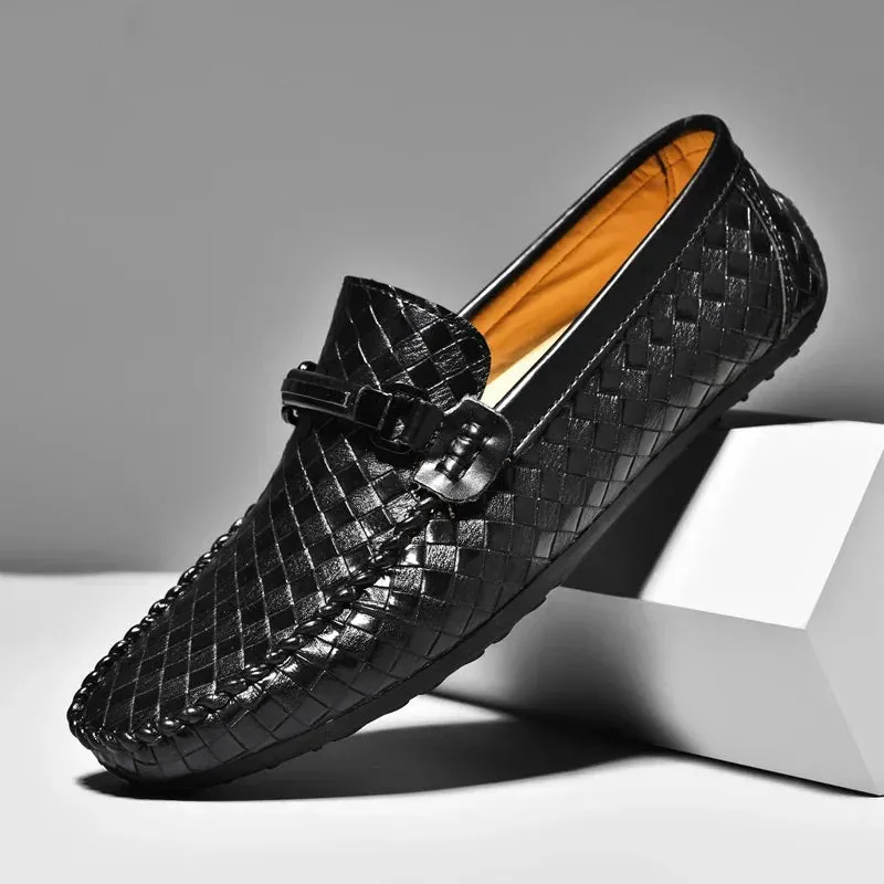 Casual Woven Pattern Appliques Loafers