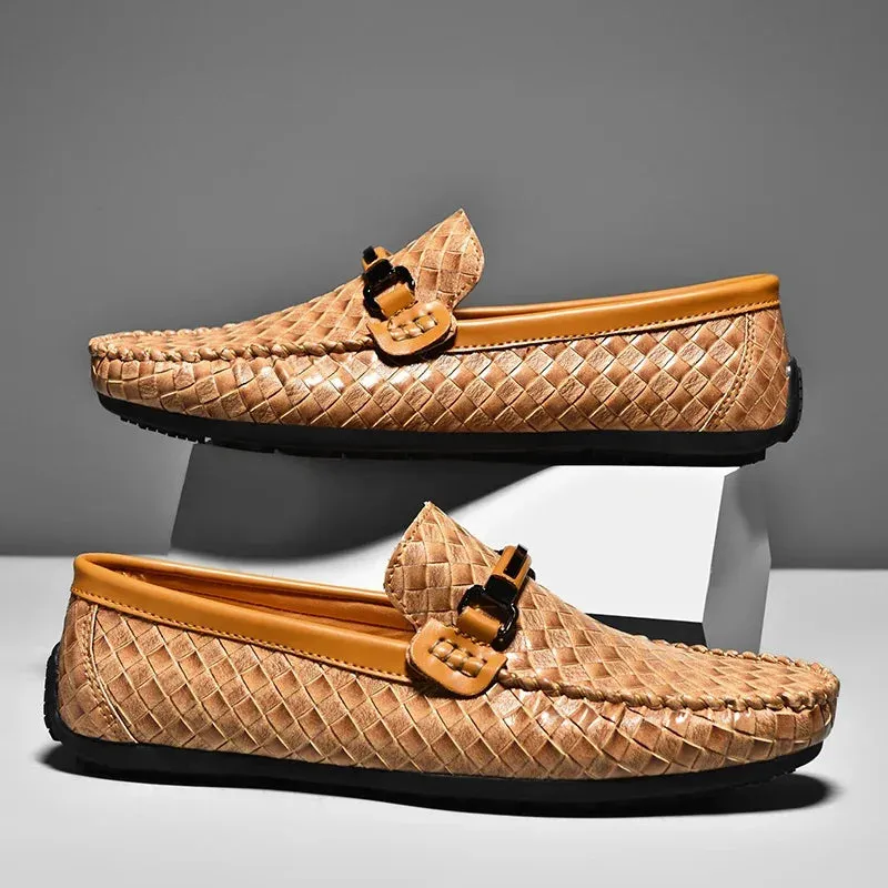 Casual Woven Pattern Appliques Loafers