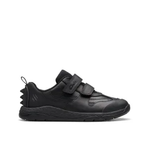 Clarks Steggy2 Pace K Boys Black School Shoes