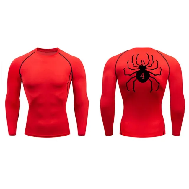 Compression Sport Shirt with Spider Print