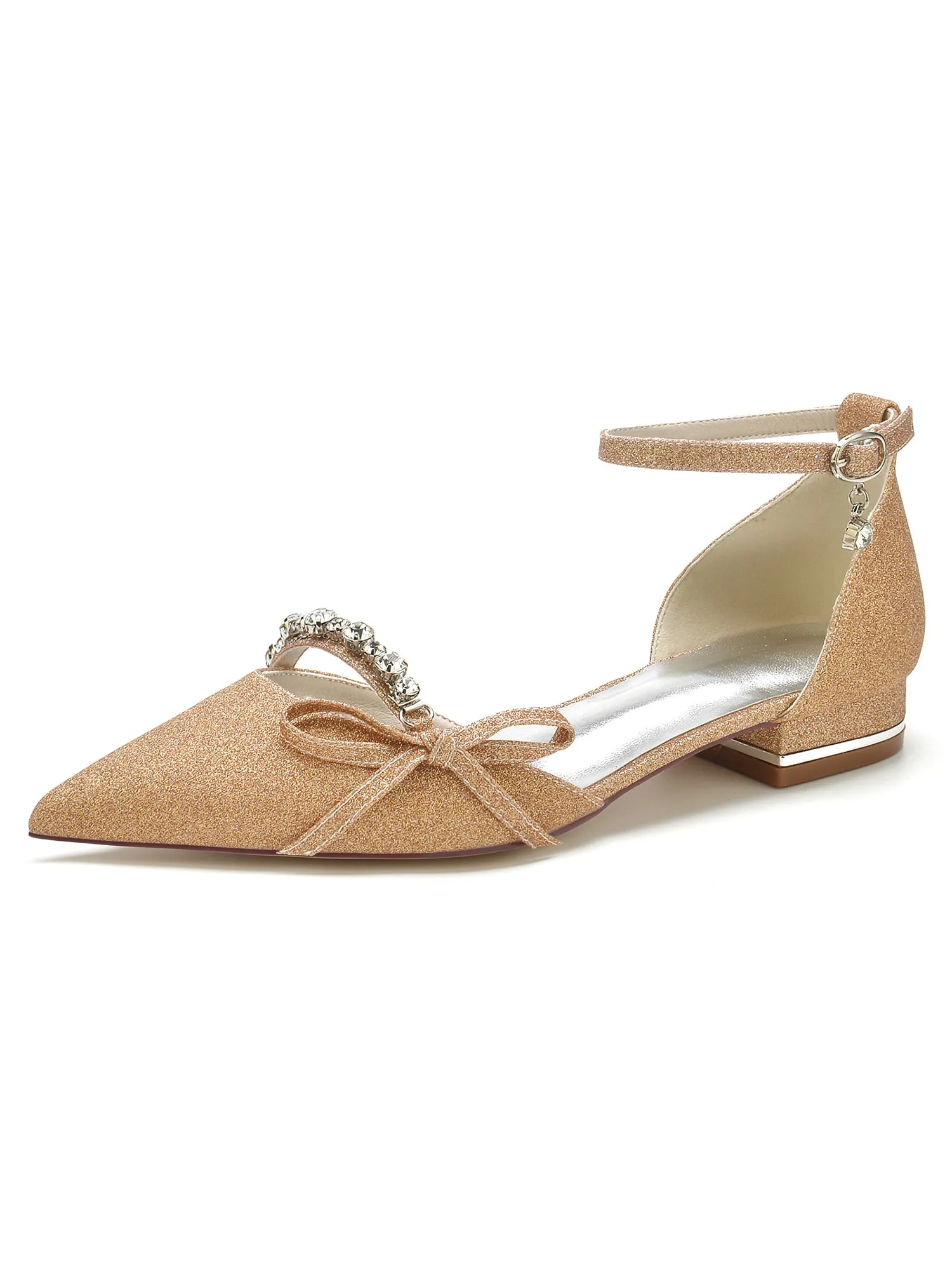 Crystal Strap Bow Tie Low Heels