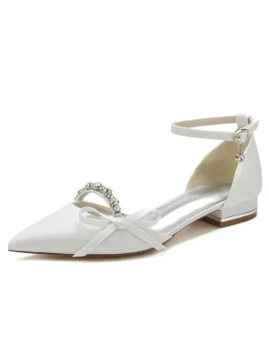 Crystal Strap Bow Tie Low Heels