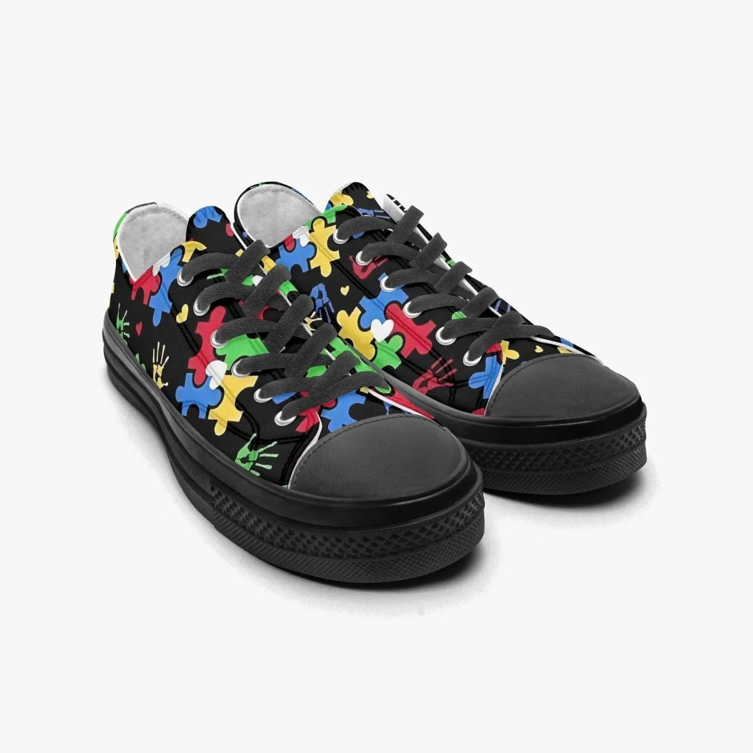 Custom Autism Love Low Puzzle Pieces Canvas Shoes