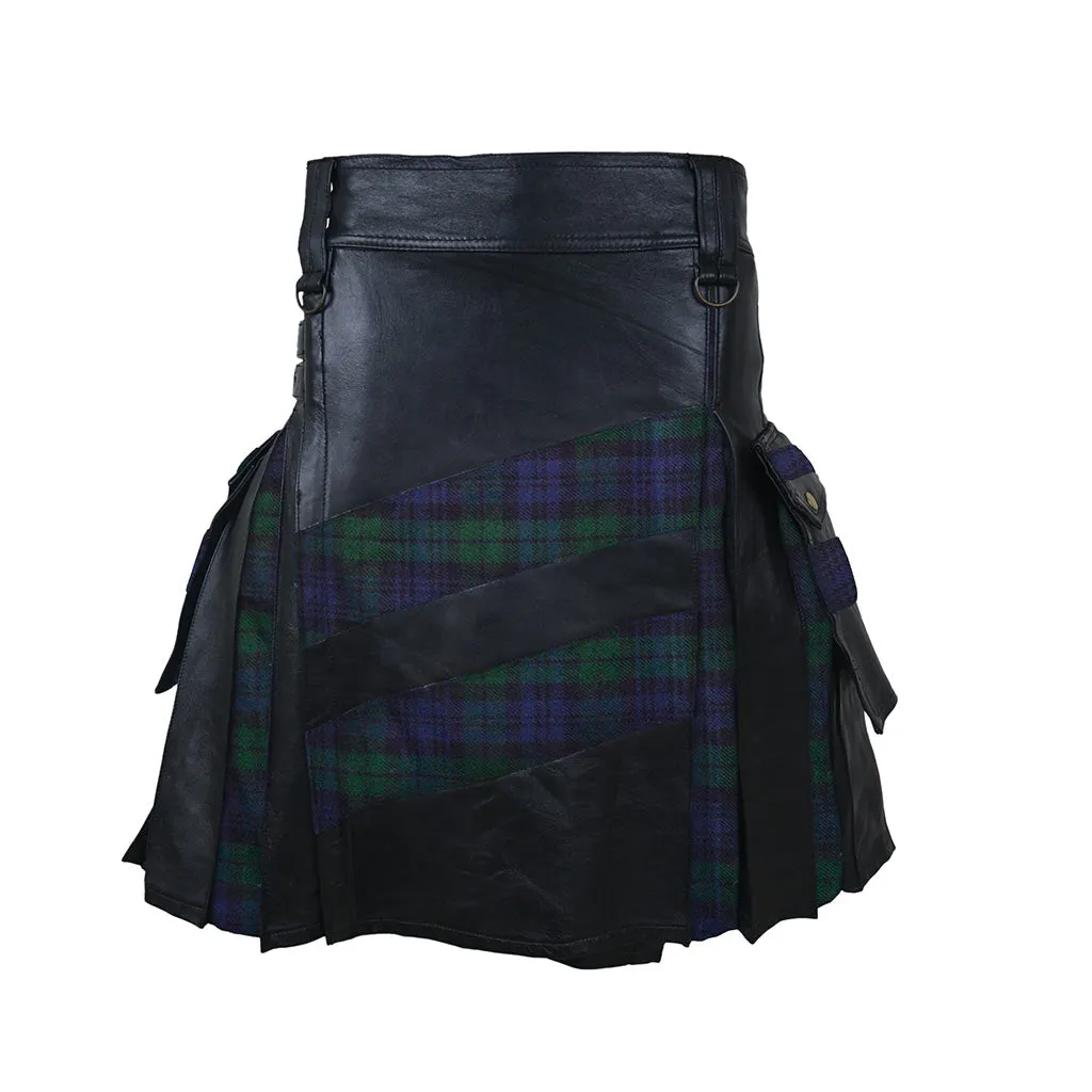 Customized Hybrid Leather Kilt Black Watch Or Tartan of Your Choice