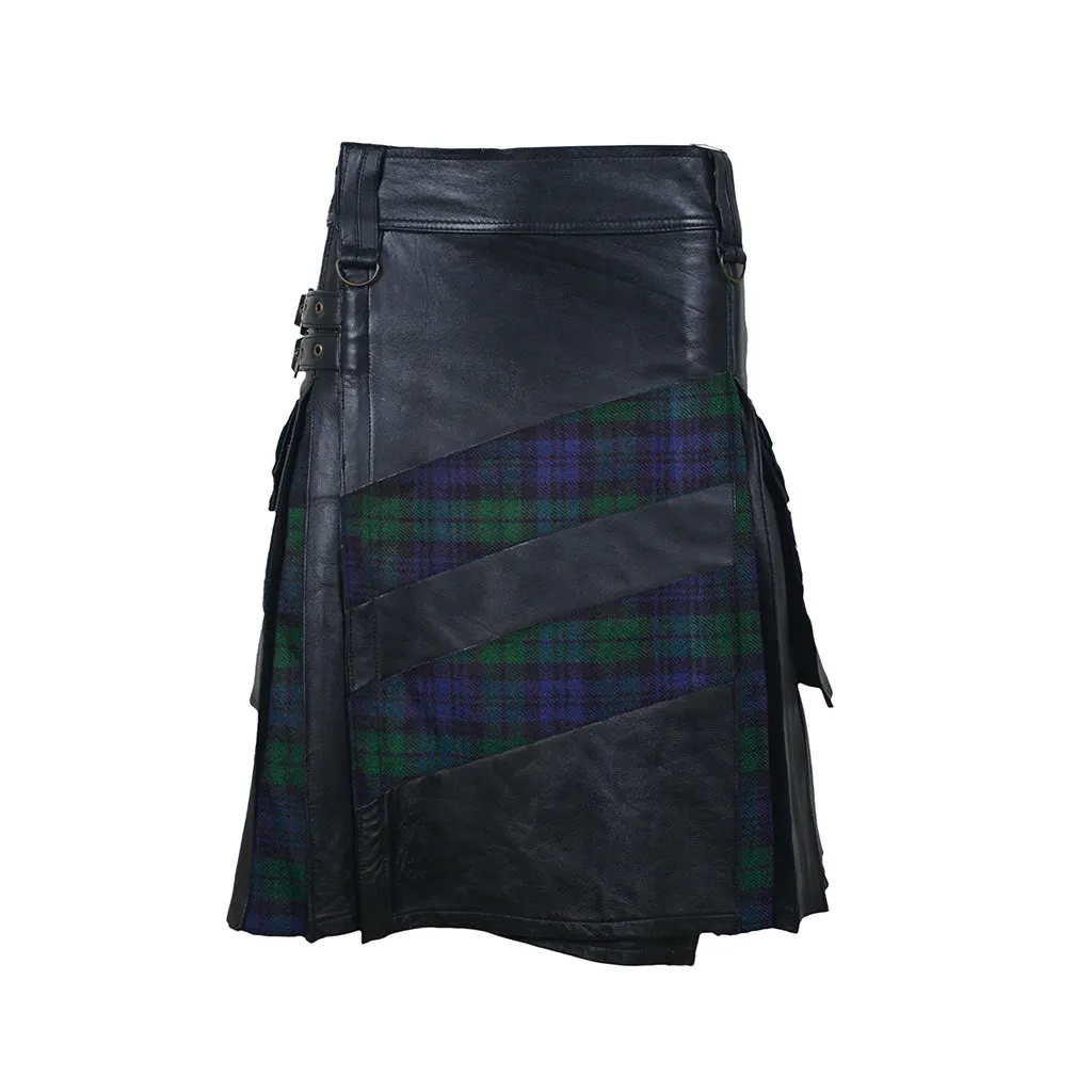 Customized Hybrid Leather Kilt Black Watch Or Tartan of Your Choice