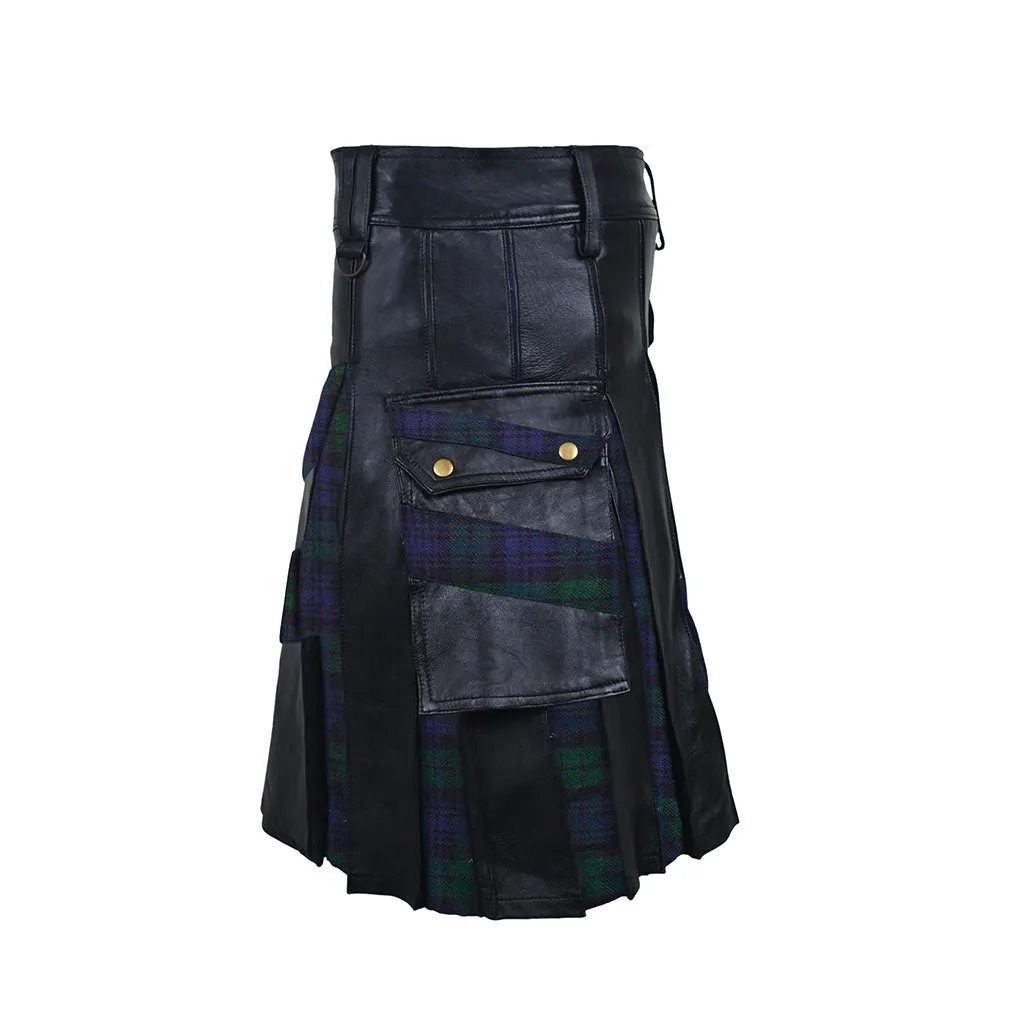 Customized Hybrid Leather Kilt Black Watch Or Tartan of Your Choice