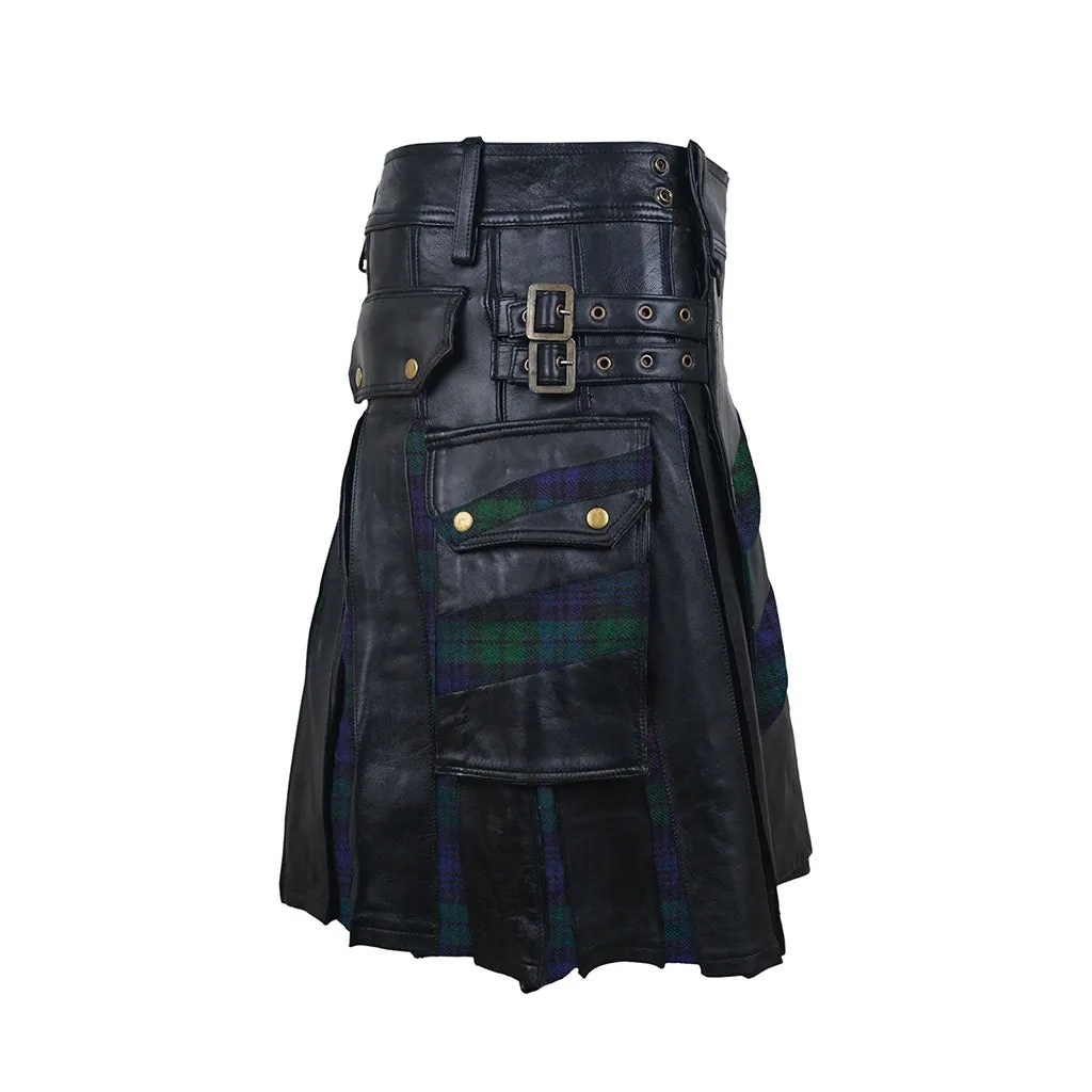 Customized Hybrid Leather Kilt Black Watch Or Tartan of Your Choice