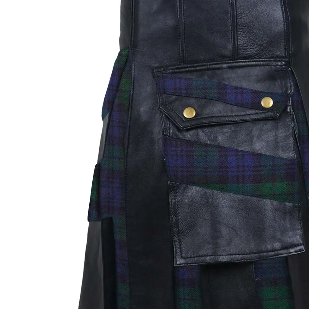 Customized Hybrid Leather Kilt Black Watch Or Tartan of Your Choice