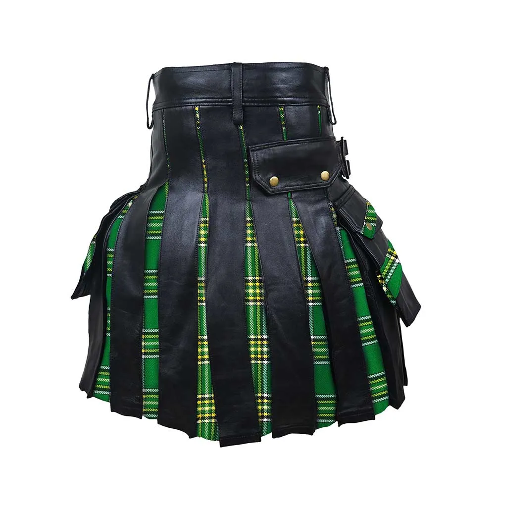 Customized Hybrid Leather Kilt Irish Heritage Or Tartan of Your Choice