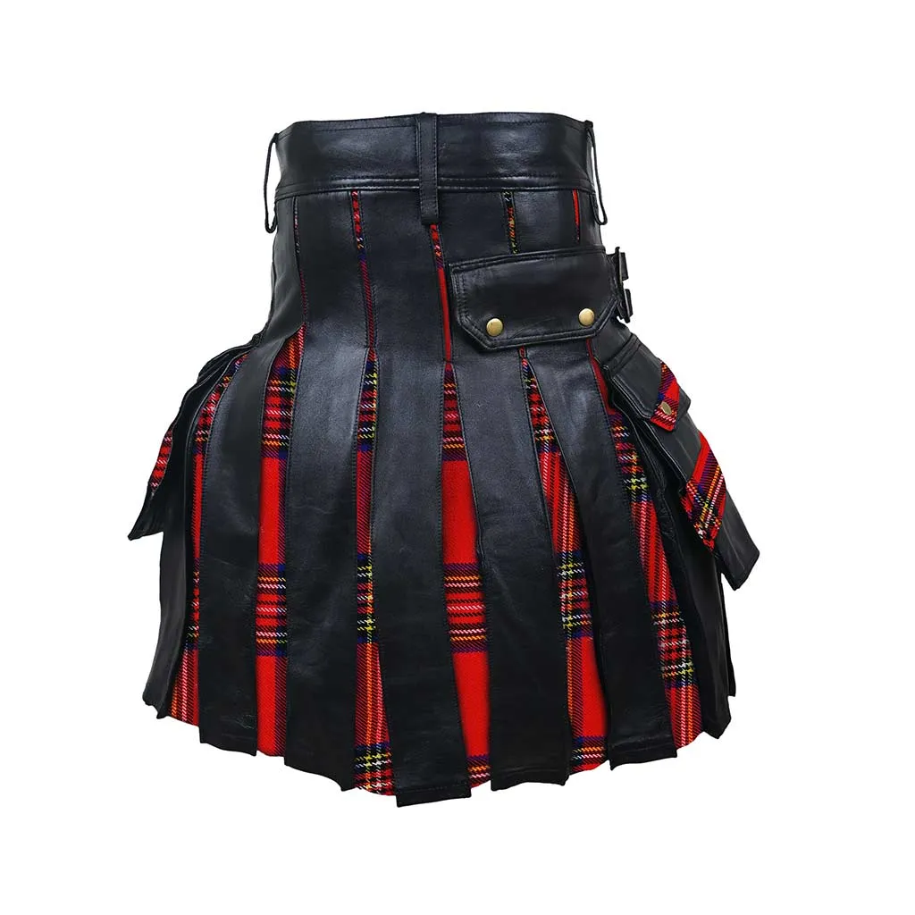 Customized Hybrid Leather Kilt Royal Stewart Or Tartan of Your Choice