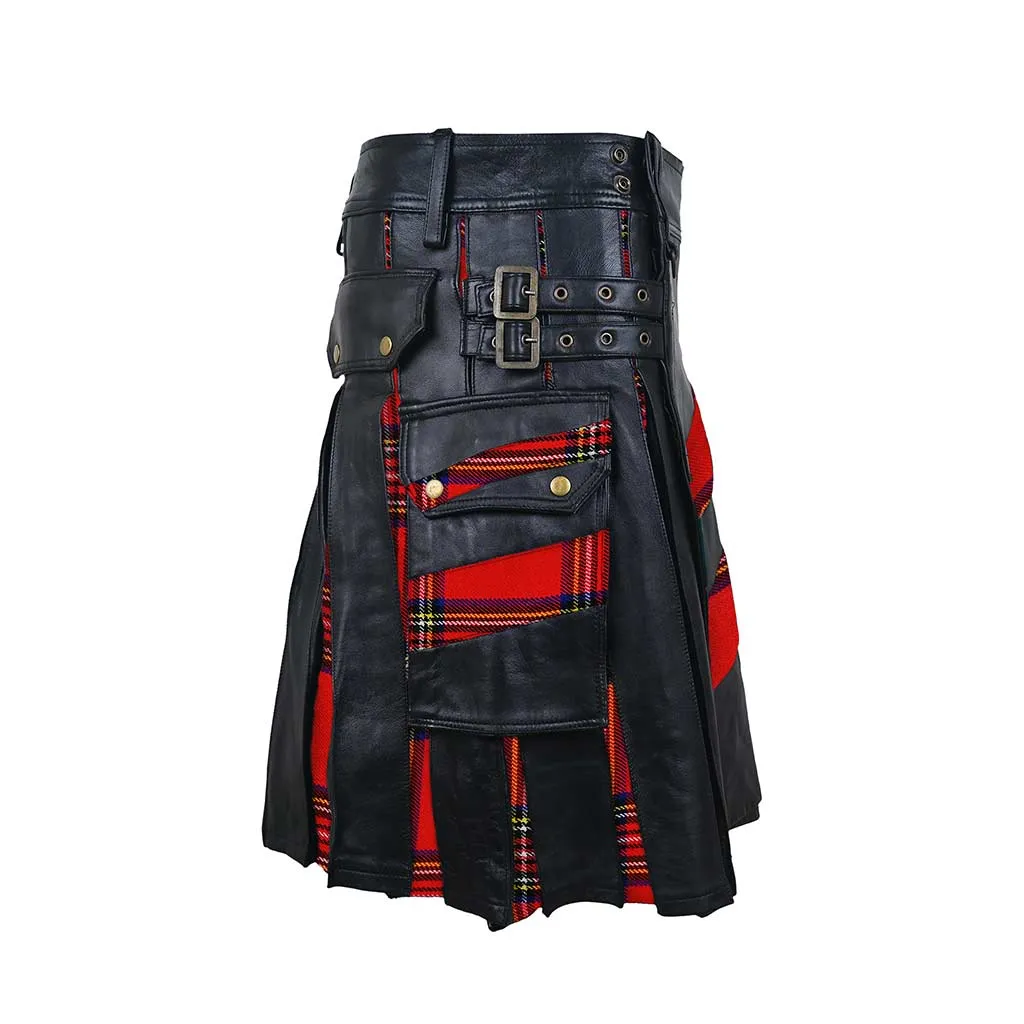 Customized Hybrid Leather Kilt Royal Stewart Or Tartan of Your Choice