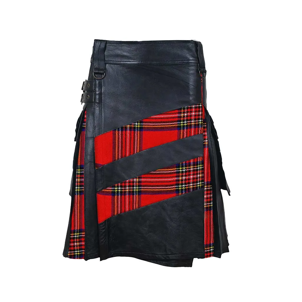 Customized Hybrid Leather Kilt Royal Stewart Or Tartan of Your Choice