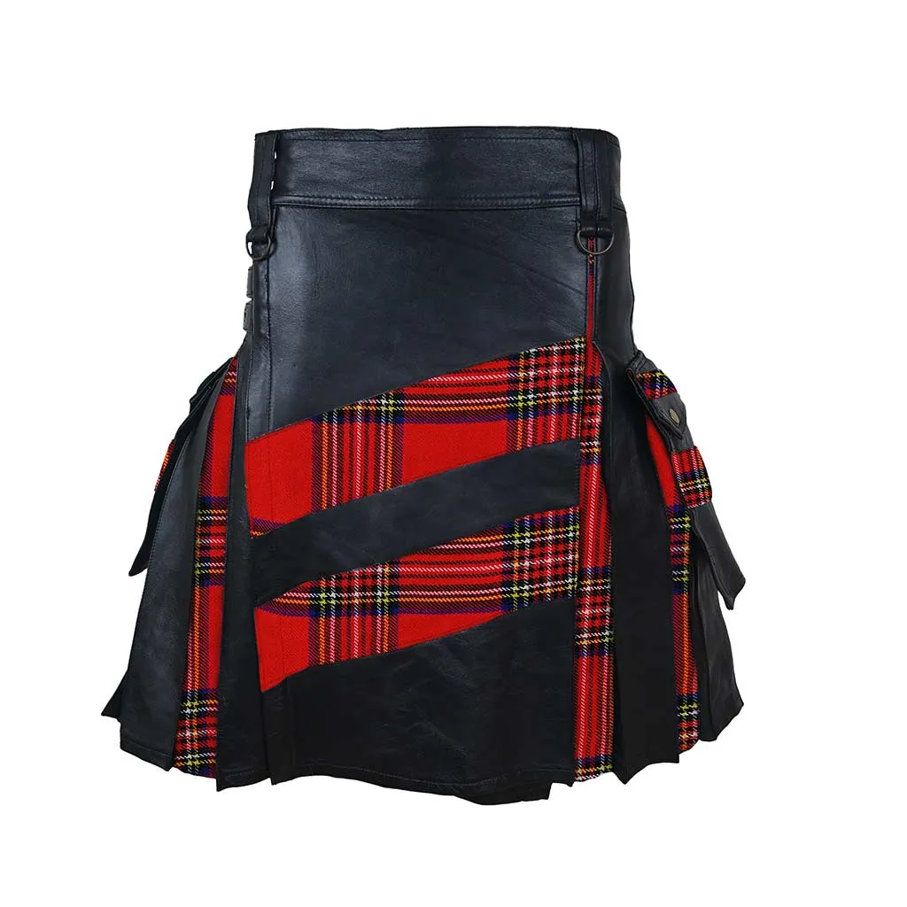 Customized Hybrid Leather Kilt Royal Stewart Or Tartan of Your Choice