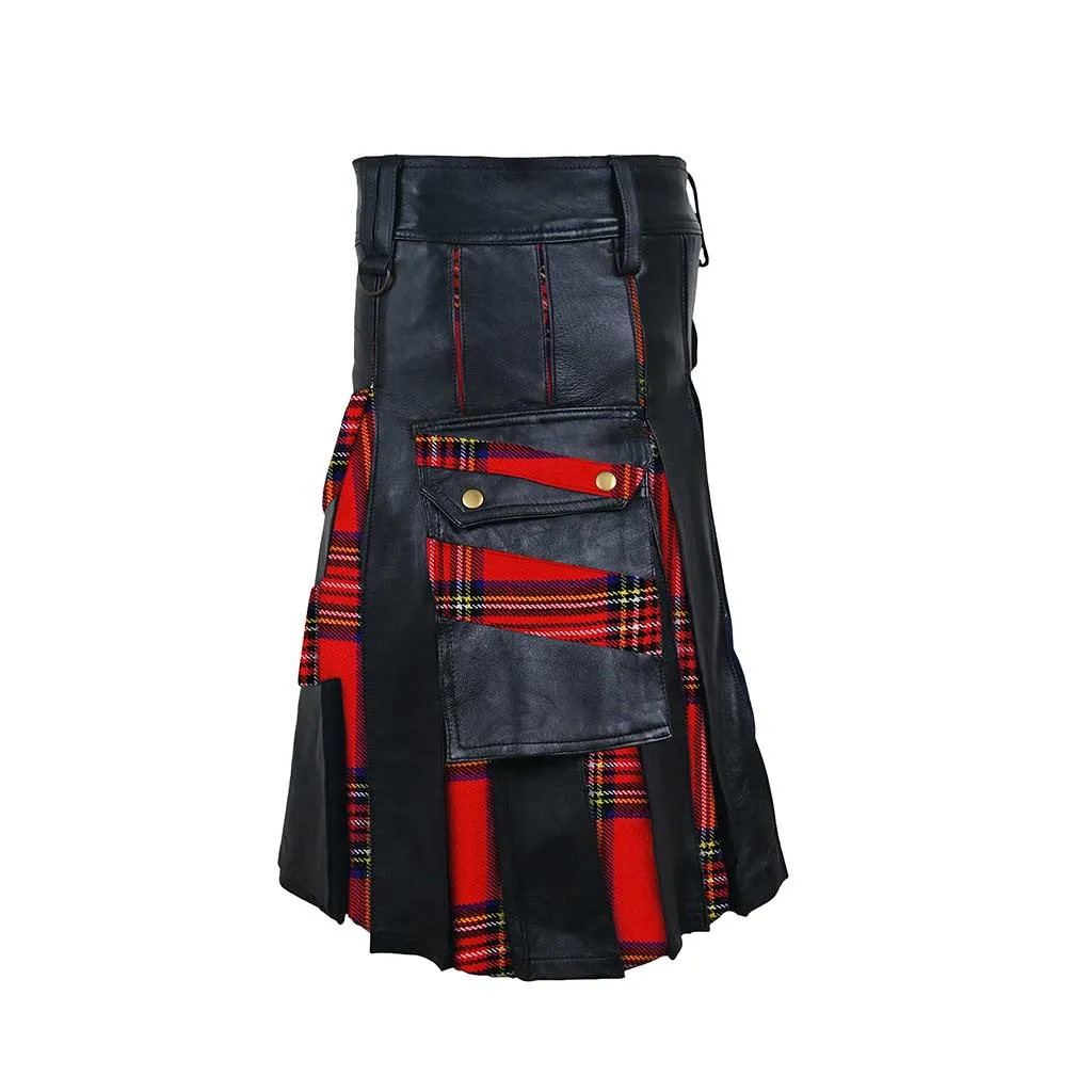 Customized Hybrid Leather Kilt Royal Stewart Or Tartan of Your Choice