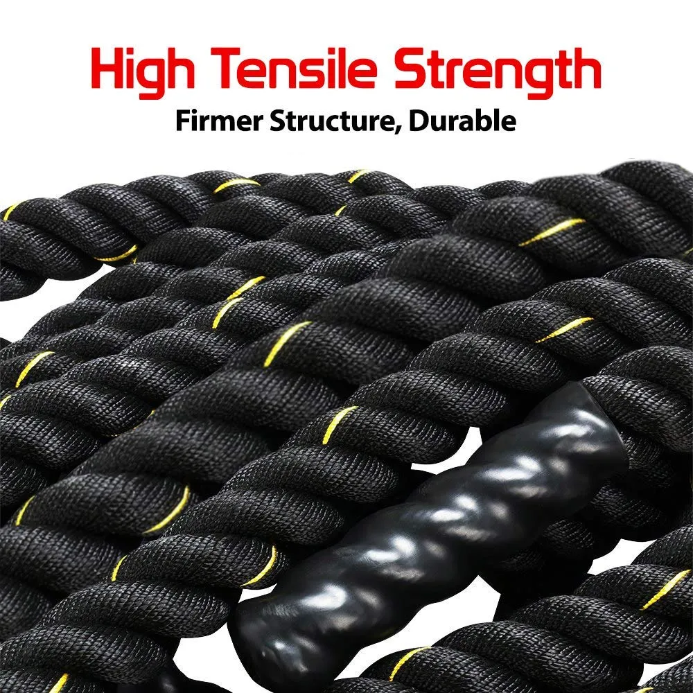 Dolphy Heavy Duty Strength Exercise Training Gym Battle Rope 40 ft (12 Meter) & 1.5" Thickness