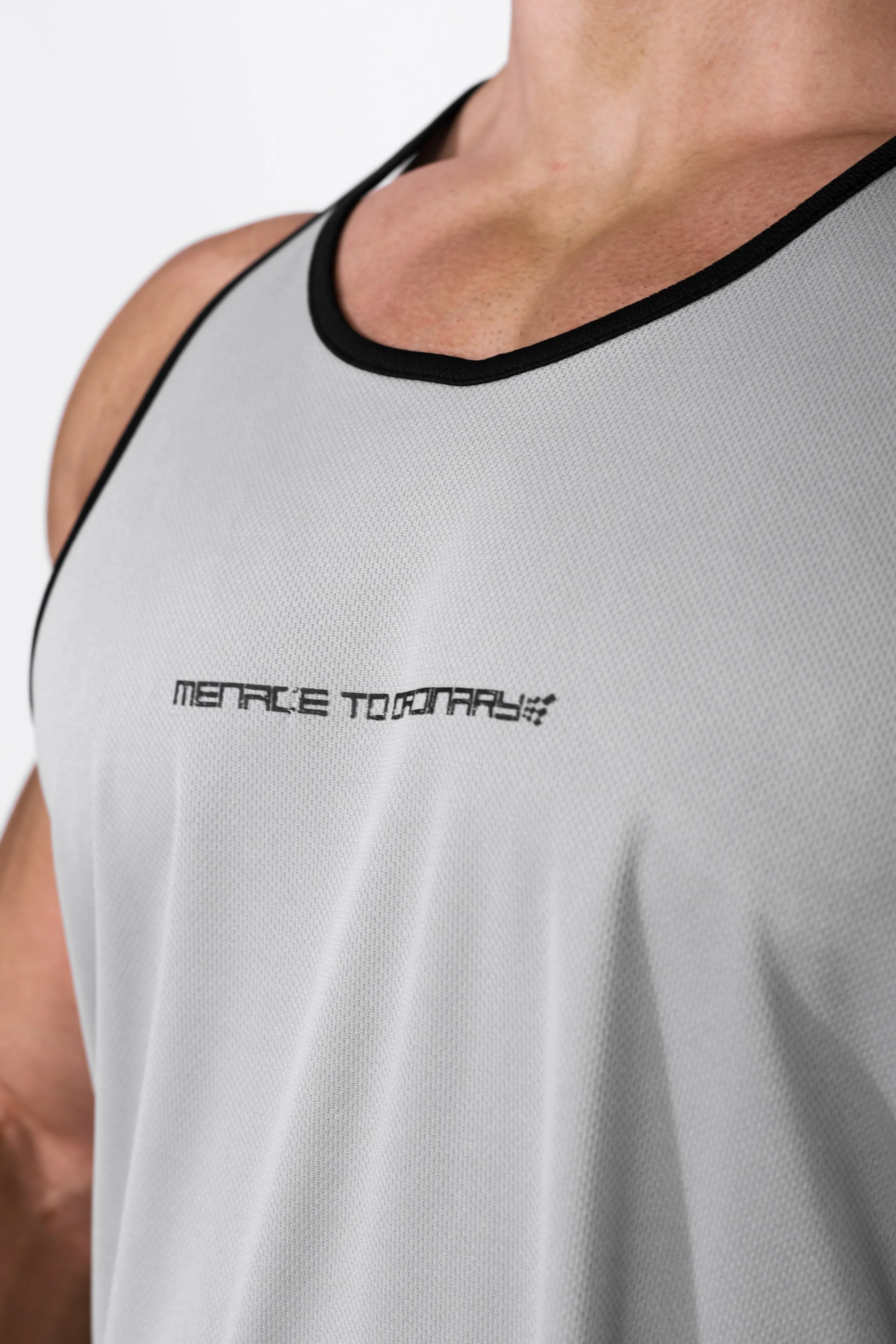 Fast-Dry Bodybuilding Workout Stringer - Silver & Black