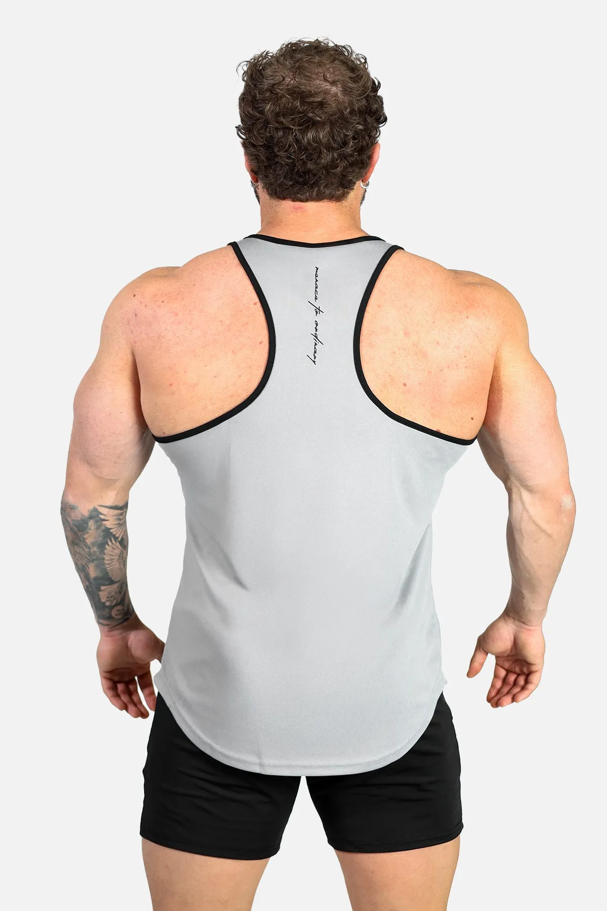 Fast-Dry Bodybuilding Workout Stringer - Silver & Black