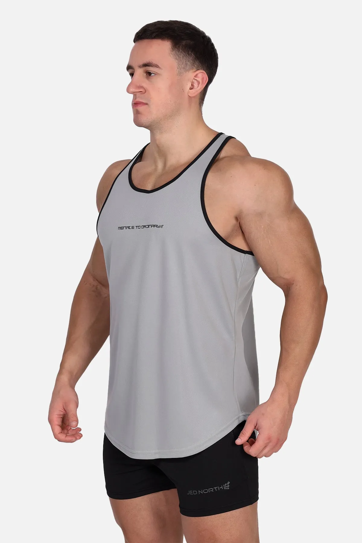 Fast-Dry Bodybuilding Workout Stringer - Silver & Black