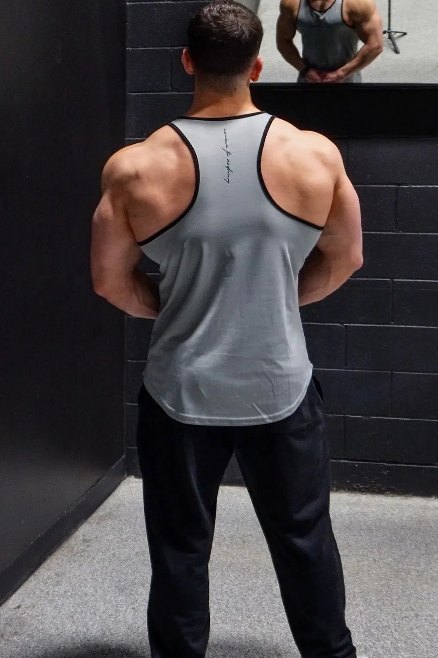 Fast-Dry Bodybuilding Workout Stringer - Silver & Black