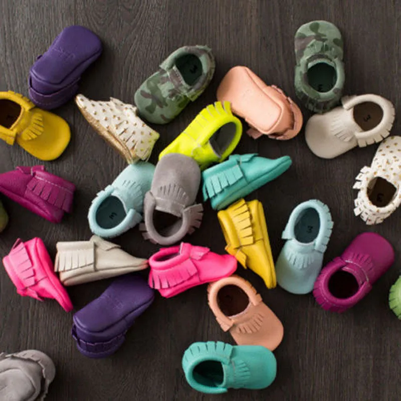 Free Shipping Tassels 26-Color PU Leather Baby Shoes Baby Moccasins Newborn Shoes Soft Infants Crib Shoes Sneakers First Walker