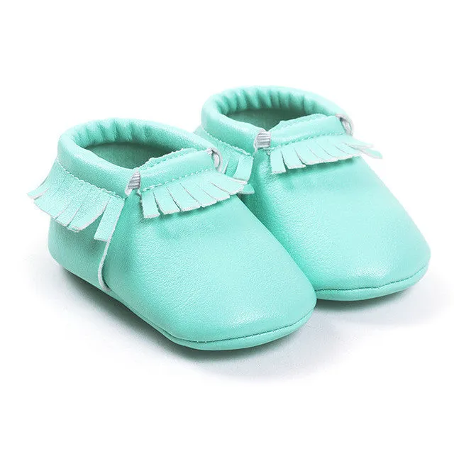 Free Shipping Tassels 26-Color PU Leather Baby Shoes Baby Moccasins Newborn Shoes Soft Infants Crib Shoes Sneakers First Walker