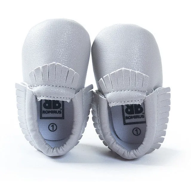 Free Shipping Tassels 26-Color PU Leather Baby Shoes Baby Moccasins Newborn Shoes Soft Infants Crib Shoes Sneakers First Walker