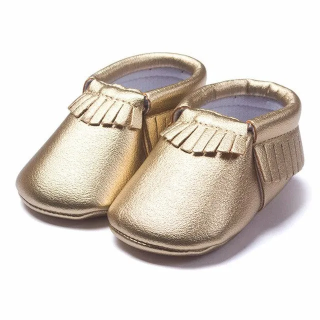 Free Shipping Tassels 26-Color PU Leather Baby Shoes Baby Moccasins Newborn Shoes Soft Infants Crib Shoes Sneakers First Walker