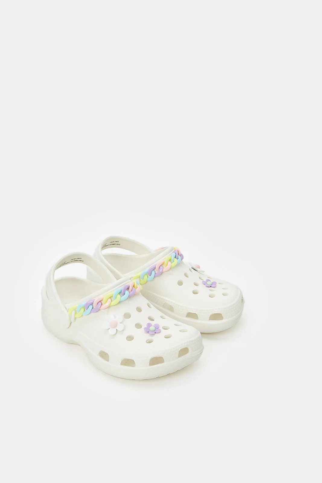 Girls White Chain Clog