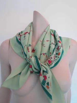 Green Scarf With Chinese Figures