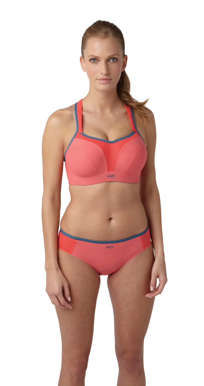 Grey & Coral Sports Bra Underwired - Panache