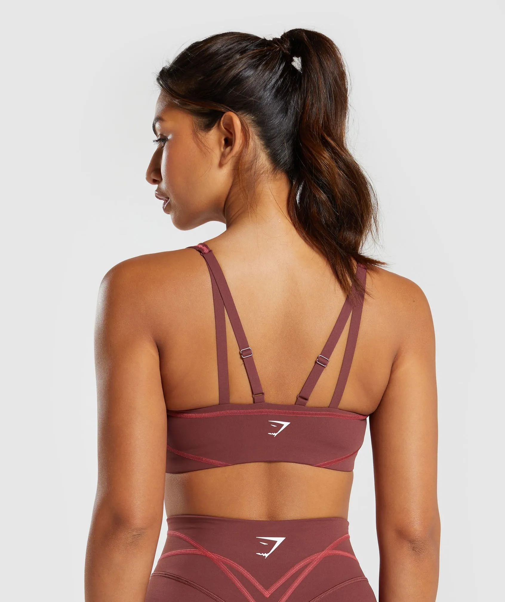 Gymshark Stitch Feature Sports Bra - Burgundy Brown