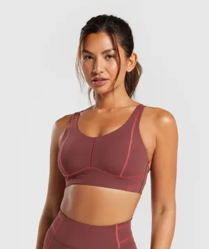 Gymshark Stitch Feature Sports Bra - Burgundy Brown